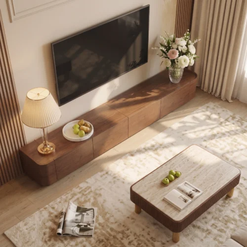 Aiva 4 Drawers TV Unit in warm walnut brown by Marina Living UAE
