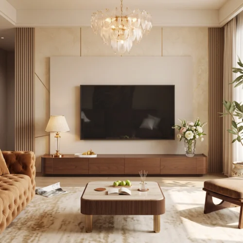 Aiva 4 Drawers TV Unit in warm walnut brown by Marina Living UAE