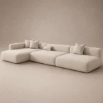 Arco Left Corner Sofa in beige linen by Marina Living UAE