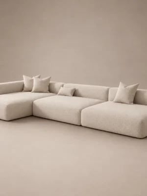 Arco-Left-Corner-Sofa Arco Left Corner Sofa in beige linen by Marina Living UAE
