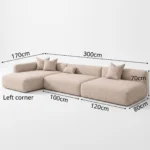 Arco Left Corner Sofa in beige linen by Marina Living UAE