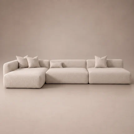 Arco Left Corner Sofa in beige linen by Marina Living UAE