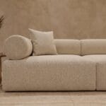 Aria L-Shaped Five-Seater Modular Sofa in beige bouclé by Marina Living UAE