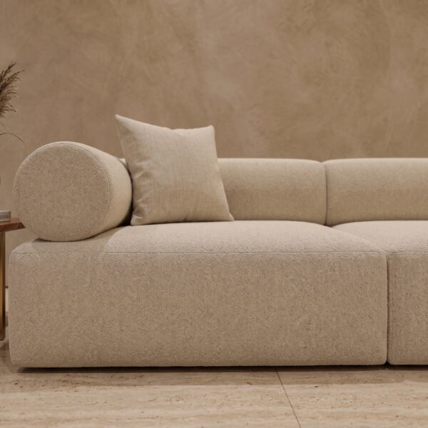 Aria-L-shaped-modular-sofa Aria L-Shaped Five-Seater Modular Sofa in beige bouclé by Marina Living UAE