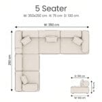 Aria L-Shaped Five-Seater Modular Sofa in beige bouclé by Marina Living UAE