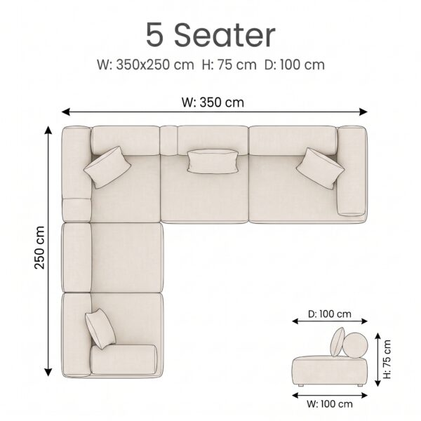 Aria-L-shaped-modular-sofa Aria L-Shaped Five-Seater Modular Sofa in beige bouclé by Marina Living UAE