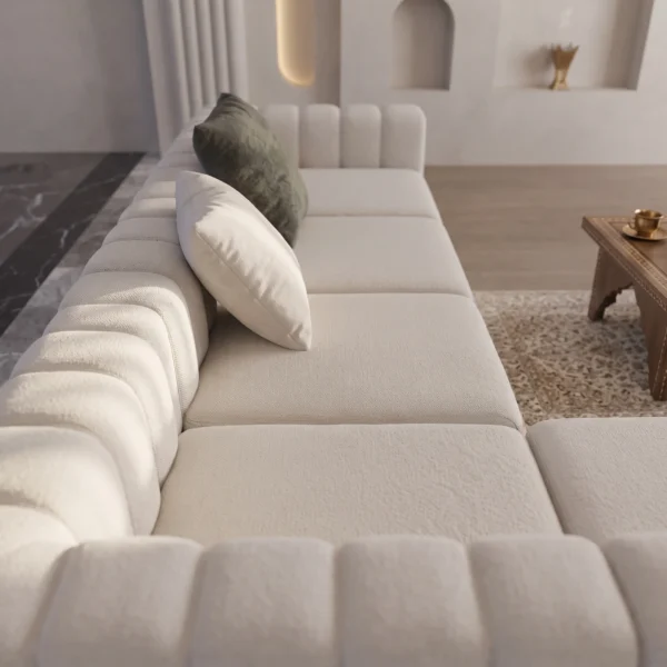 Aura U-Shaped Modular Majlis Sofa Set BY Marina Living UAE (5) Rounded Channel Back Sofa UAE