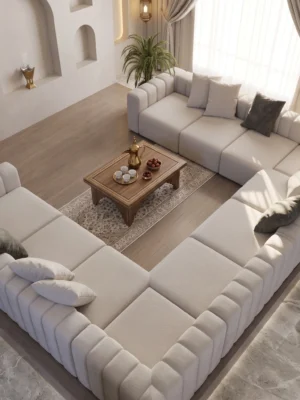 Aura U-Shaped Modular Majlis Sofa Set BY Marina Living UAE (7) Custom Majlis Seating Abu Dhabi