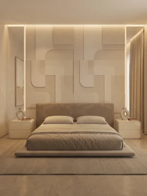 Aurelio Low-Profile Platform Bed in Dubai UAE (3) Upholstered Low Bed UAE