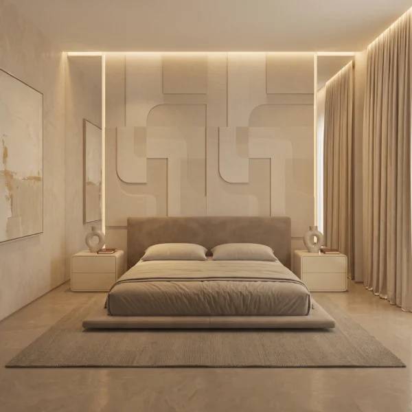 Aurelio Low-Profile Platform Bed in Dubai UAE (3) Upholstered Low Bed UAE
