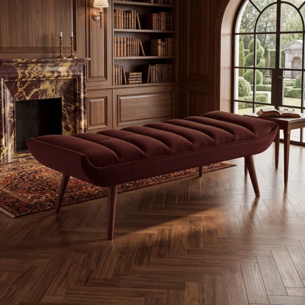 Aurelio Ribbed Accent Bench Dubai UAE (2) Upholstered Hallway Bench UAE