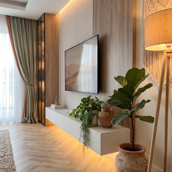 Aurevia LED Storage TV Wall Unit Dubai & UAE (3) Floating TV Console with Shelves UAE