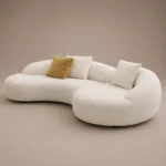 Aven Arc Sofa in beige bouclé by Marina Living UAE