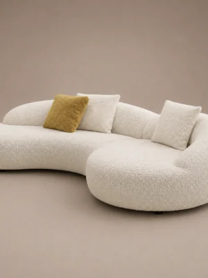 Aven-Arc-Sofa Aven Arc Sofa in beige bouclé by Marina Living UAE