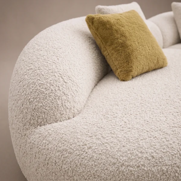 Aven-Arc-Sofa Aven Arc Sofa in beige bouclé by Marina Living UAE