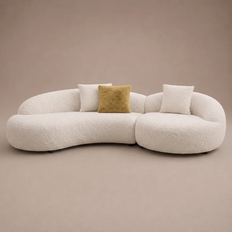 Aven Arc Sofa in beige bouclé by Marina Living UAE