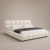Bubble-Cloud-Bed Bubble Cloud Bed in beige linen with rounded upholstered sections by Marina Living UAE