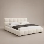 Bubble Cloud Bed in beige linen with rounded upholstered sections by Marina Living UAE