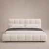 Bubble-Cloud-Bed Bubble Cloud Bed in beige linen with rounded upholstered sections by Marina Living UAE