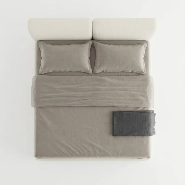 Bvella-Linen-Modern-Bed Bvella Linen Modern Bed in beige by Marina Living Dubai UAE