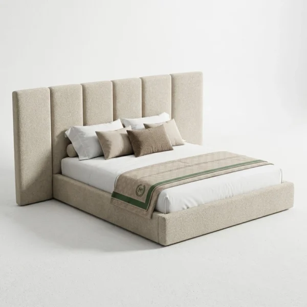 Capri-Fleece-Bed Capri Fleece Bed in beige fleece fabric by Marina Living UAE