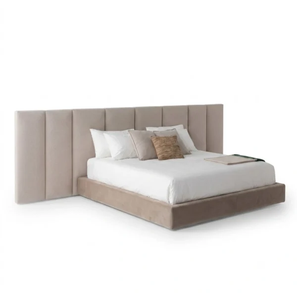 Capri-Fleece-Bed Capri Fleece Bed in beige fleece fabric by Marina Living UAE