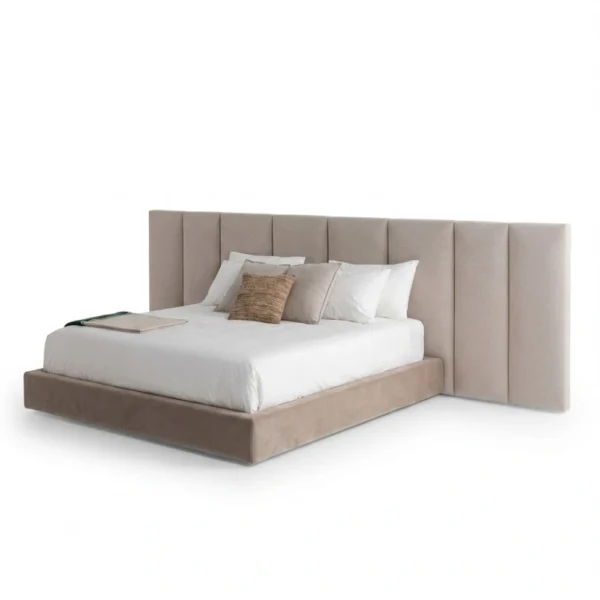 Capri-Fleece-Bed Capri Fleece Bed in beige fleece fabric by Marina Living UAE