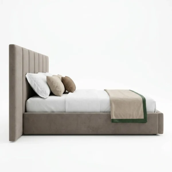 Capri-Fleece-Bed Capri Fleece Bed in beige fleece fabric by Marina Living UAE