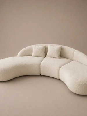 Casa-Curved-Sofa Casa Curved Sofa in beige bouclé by Marina Living UAE