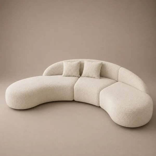 Casa-Curved-Sofa Casa Curved Sofa in beige bouclé by Marina Living UAE