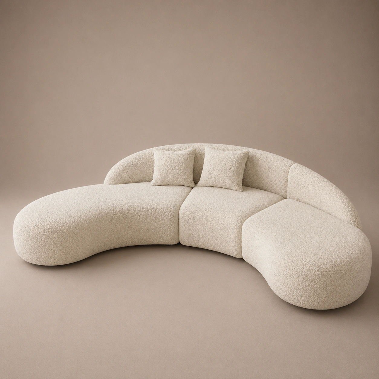 Casa-Curved-Sofa Casa Curved Sofa in beige bouclé by Marina Living UAE