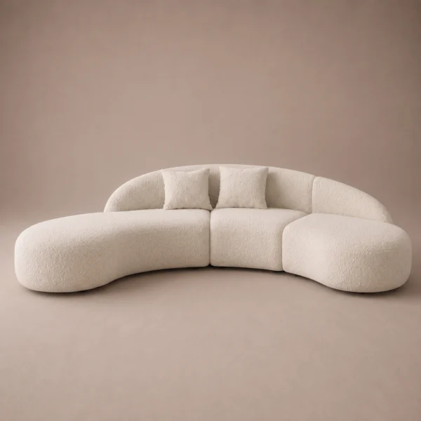 Casa-Curved-Sofa Casa Curved Sofa in beige bouclé by Marina Living UAE