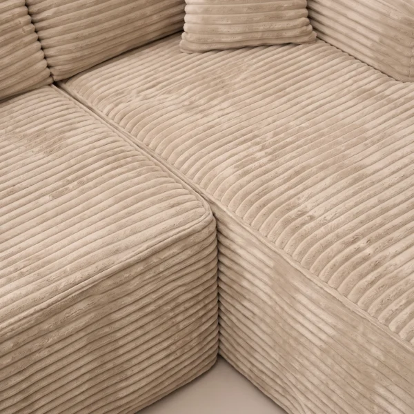 Cozy L-shaped sofa Cozy L-shaped sofa in beige plush corduroy by Marina Living UAE