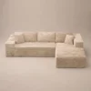 Cozy L-shaped sofa Cozy L-shaped sofa in beige plush corduroy by Marina Living UAE