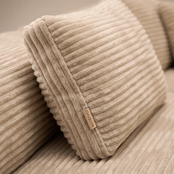 Cozy L-shaped sofa Cozy L-shaped sofa in beige plush corduroy by Marina Living UAE
