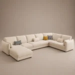 Crese L-Shape Sectional Sofa in beige linen by Marina Living UAE