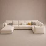 Crese L-Shape Sectional Sofa in beige linen by Marina Living UAE