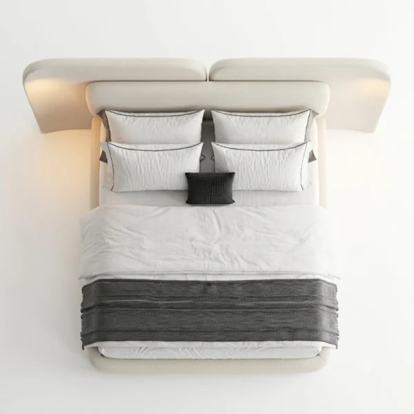 Diora-Velvet-Bed Diora Velvet Bed in beige by Marina Living Dubai UAE