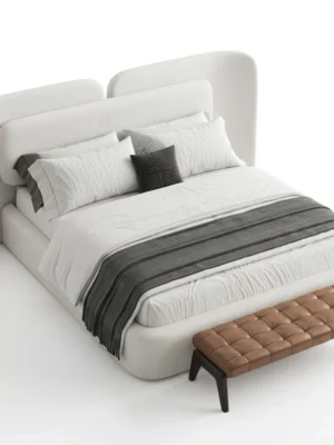 Diora-Velvet-Bed Diora Velvet Bed in beige by Marina Living Dubai UAE