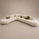 Duvel Curved Sofa in beige bouclé by Marina Living UAE
