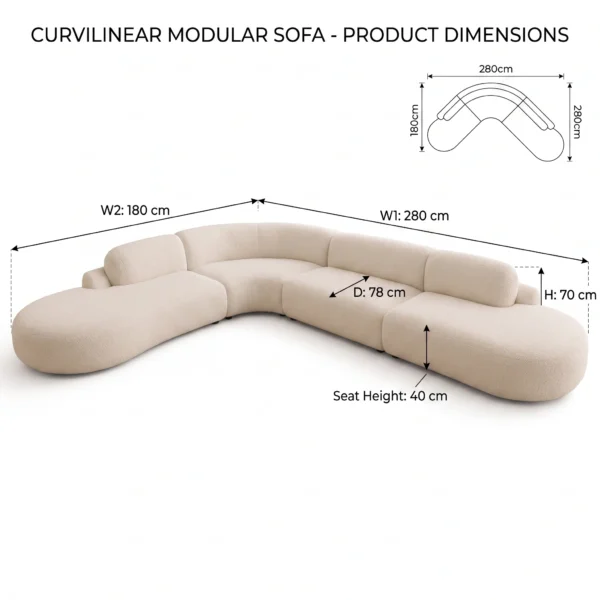 Duvel-Curved-Sofa Duvel Curved Sofa in beige bouclé by Marina Living UAE