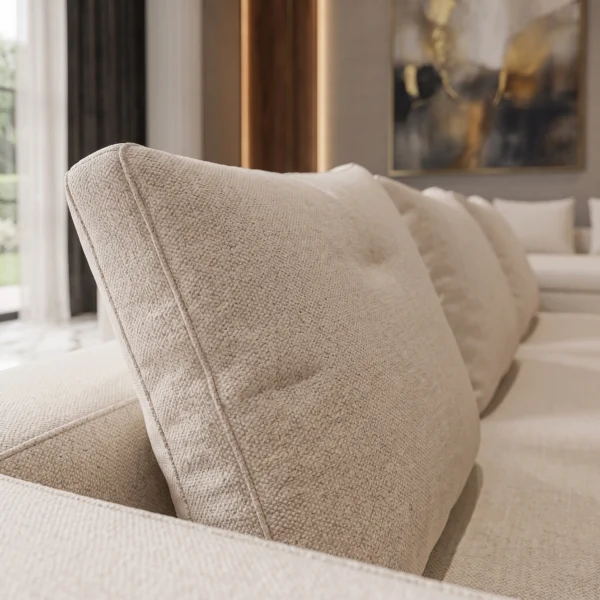 Eden-L-shaped-sofa Eden L-Shaped Four-Seater Sofa in beige soft-touch fabric by Marina Living UAE