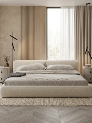 Elara Boucle Platform Bed Dubai UAE (2) Modern Boucle Bed Dubai