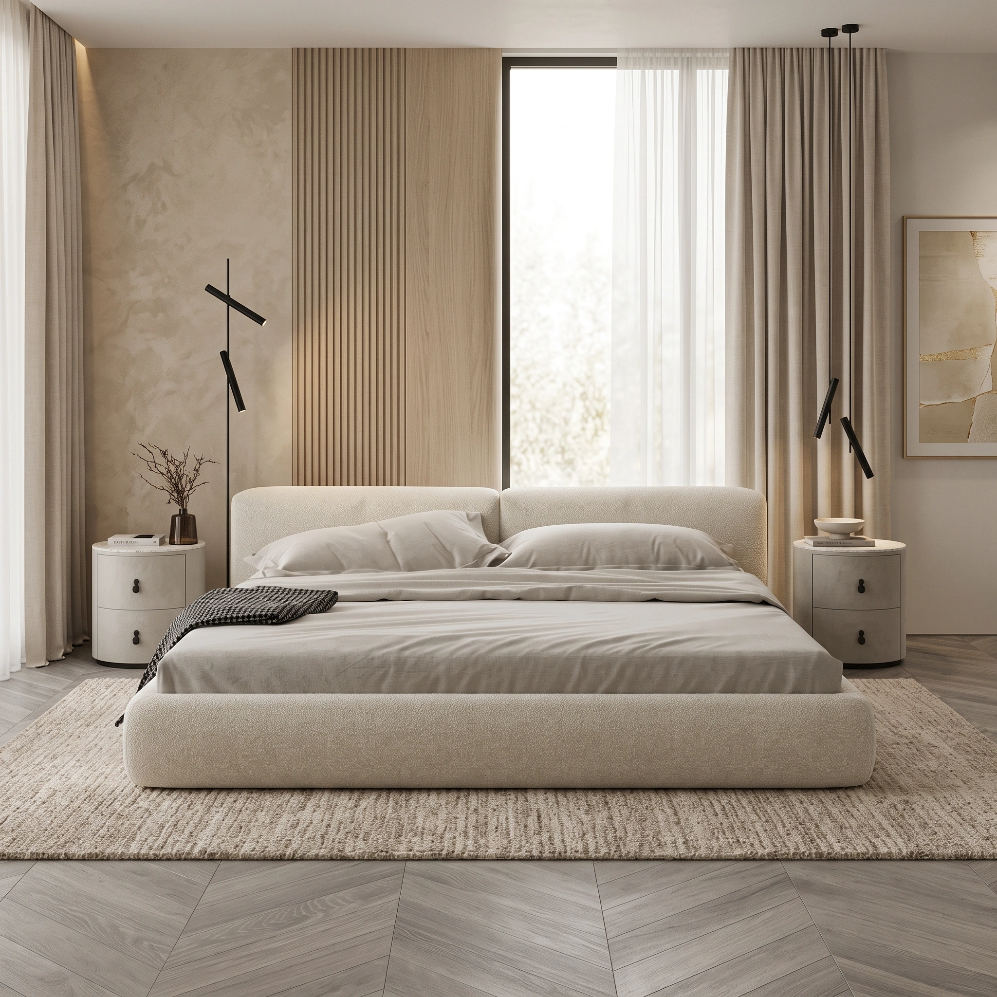 Elara Boucle Platform Bed Dubai UAE (2) Modern Boucle Bed Dubai