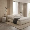 Elara Boucle Platform Bed Dubai UAE (3) Off-White Upholstered Bed Abu Dhabi