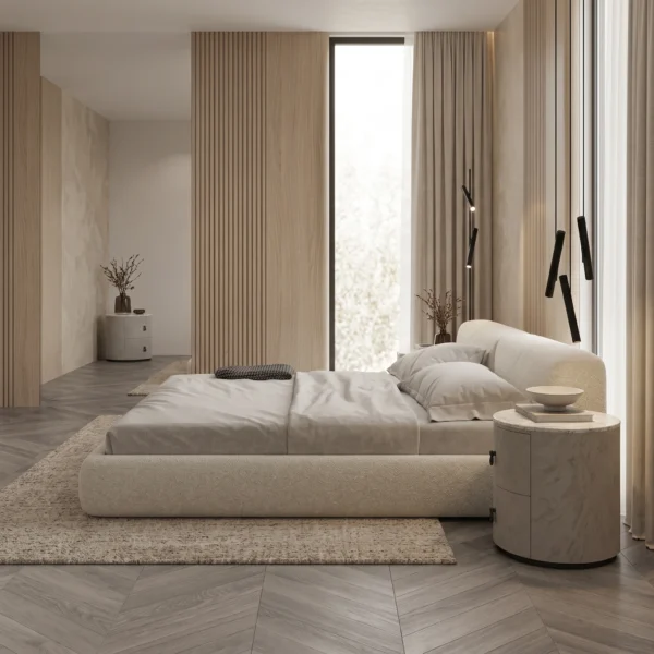 Elara Boucle Platform Bed Dubai UAE (6) Custom Boucle Bed Dubai