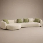 Ellora Arc Shape Sofa in beige linen by Marina Living UAE