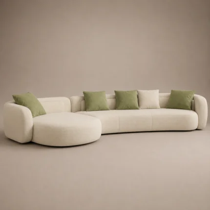 Ellora Arc Shape Sofa in beige linen by Marina Living UAE