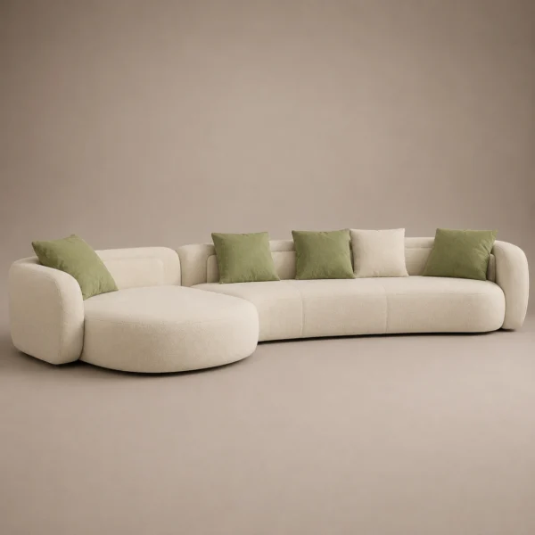 Ellora-Arc-Shape-Sofa Ellora Arc Shape Sofa in beige linen by Marina Living UAE