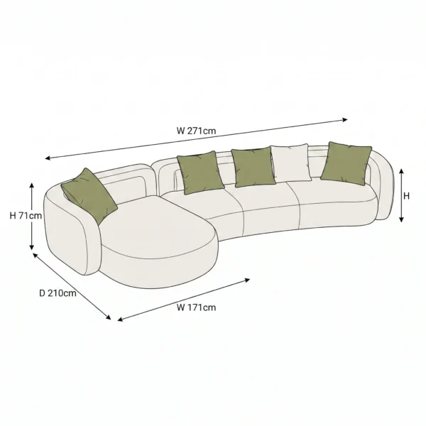 Ellora-Arc-Shape-Sofa Ellora Arc Shape Sofa in beige linen by Marina Living UAE